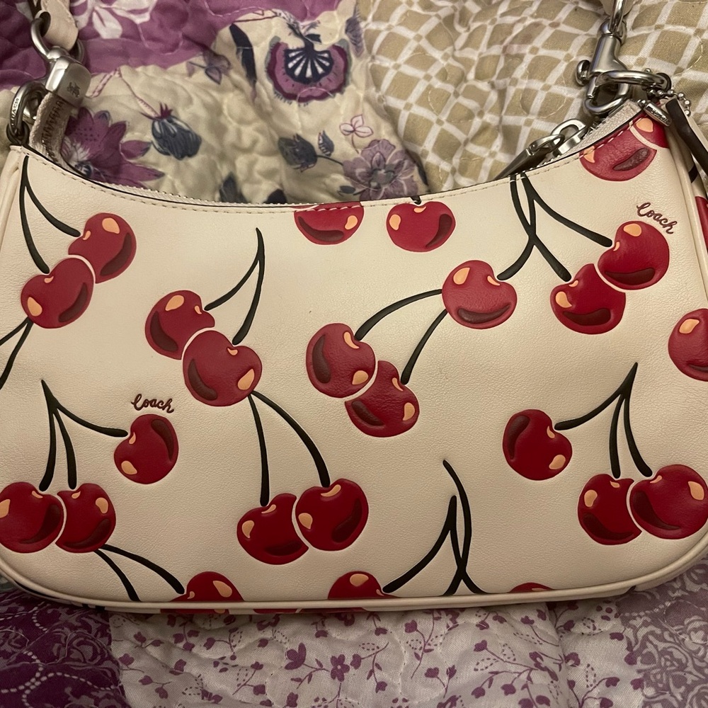 Coach Teri Cream and Red Cherry Shoulder Bag - Picture 2 of 2